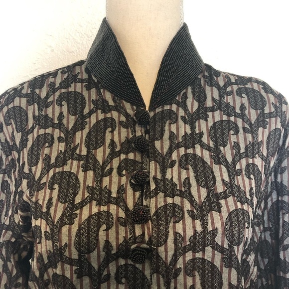 MANYAVAR Kurta Men's Size Medium Black Gray Multicolor Floral Printed - Picture 7 of 12